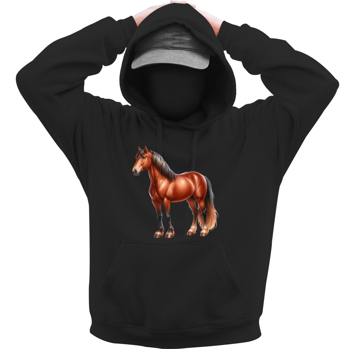 Kapucnis belebújós pulóver