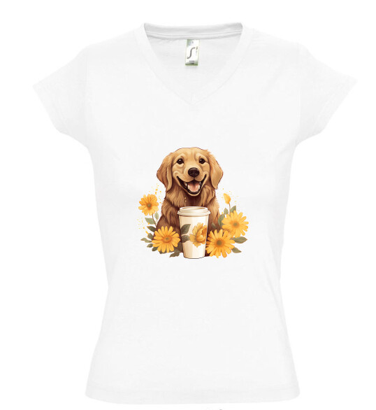 Női V nyakú póló