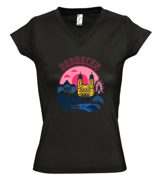 Női V nyakú póló