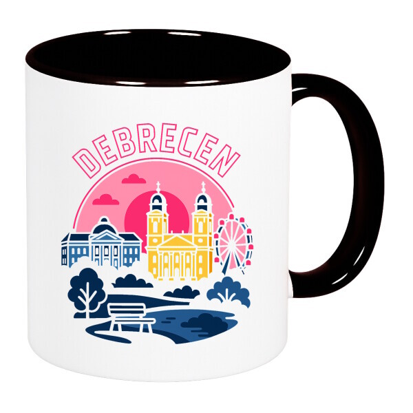 Színes fülű és belsejű bögre