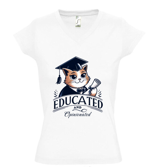 Női V nyakú póló