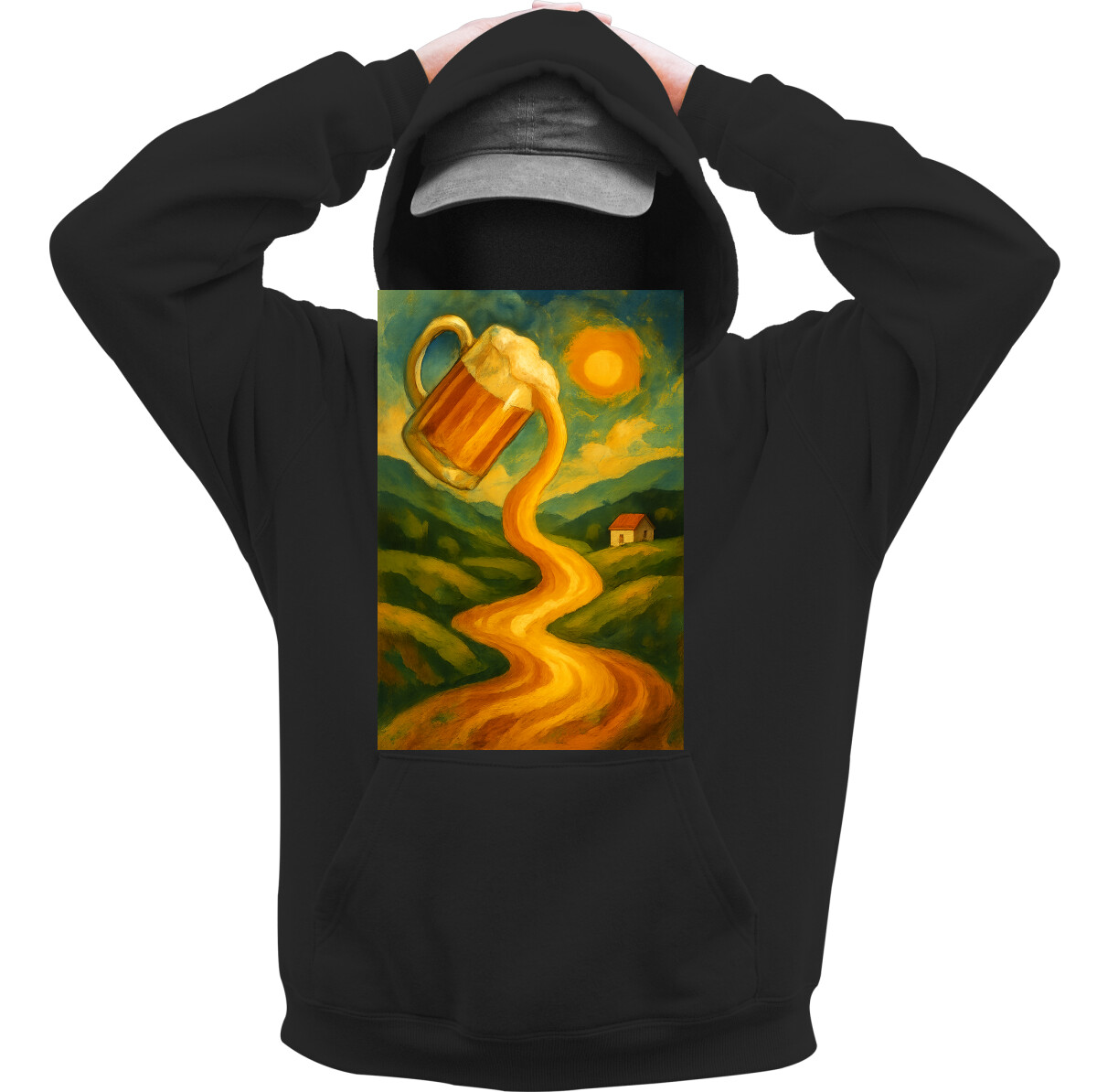 Kapucnis belebújós pulóver