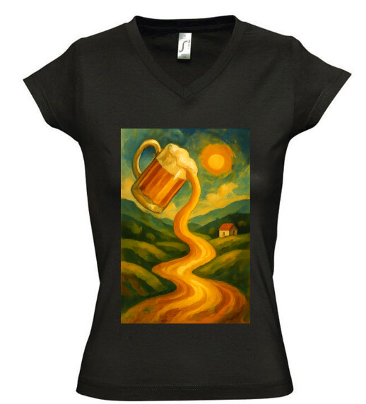 Női V nyakú póló