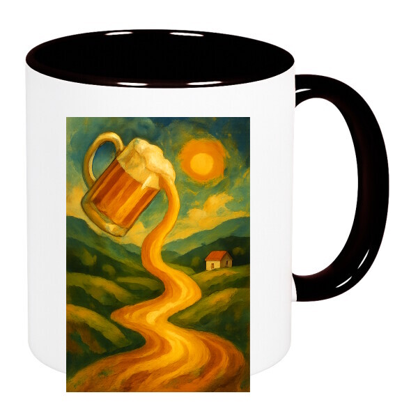 Színes fülű és belsejű bögre