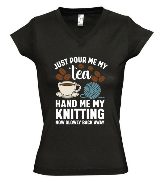 Női V nyakú póló