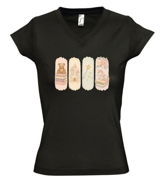 Női V nyakú póló