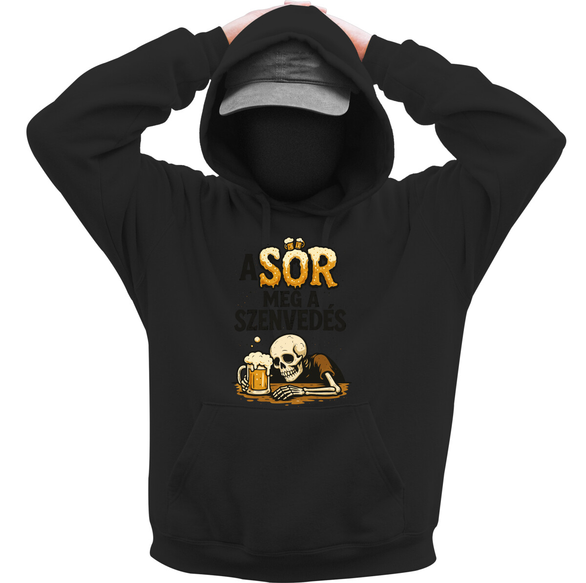 Kapucnis belebújós pulóver