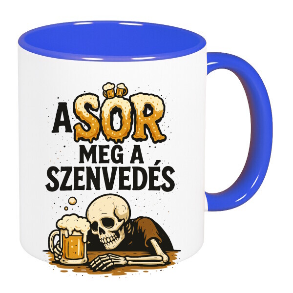 Színes fülű és belsejű bögre