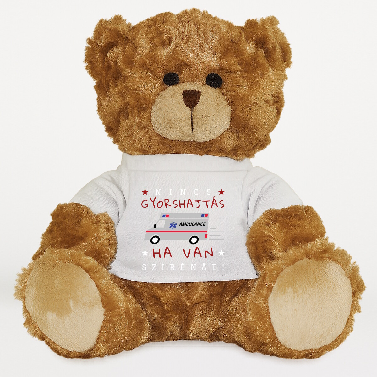 Plüssmaci egyedi pólóval