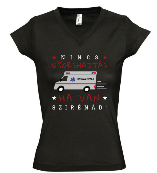Női V nyakú póló