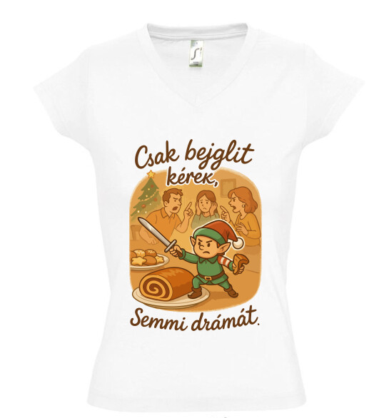 Női V nyakú póló