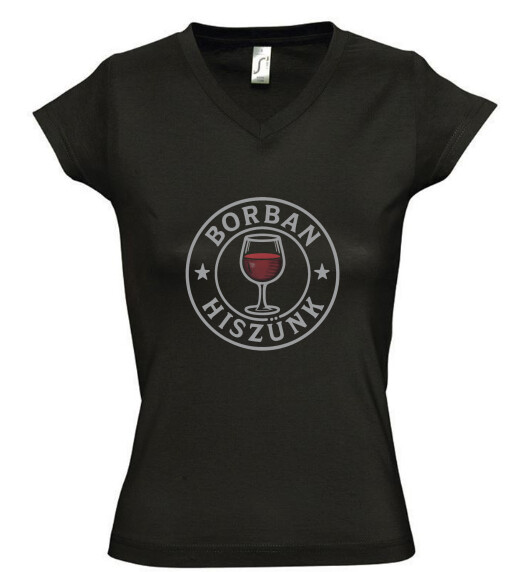 Női V nyakú póló