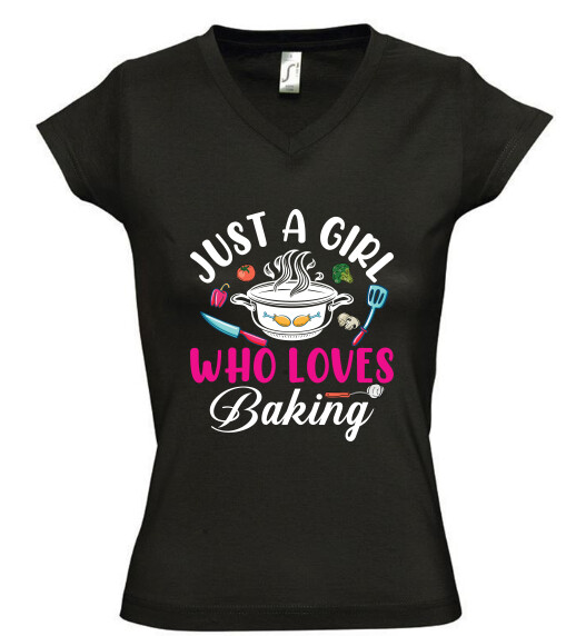 Női V nyakú póló