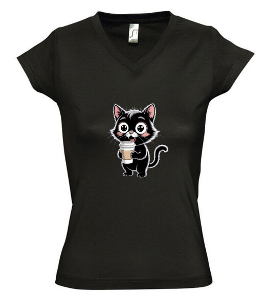 Női V nyakú póló