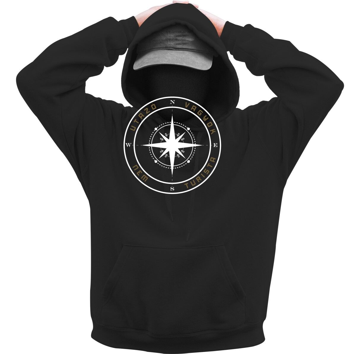 Kapucnis belebújós pulóver