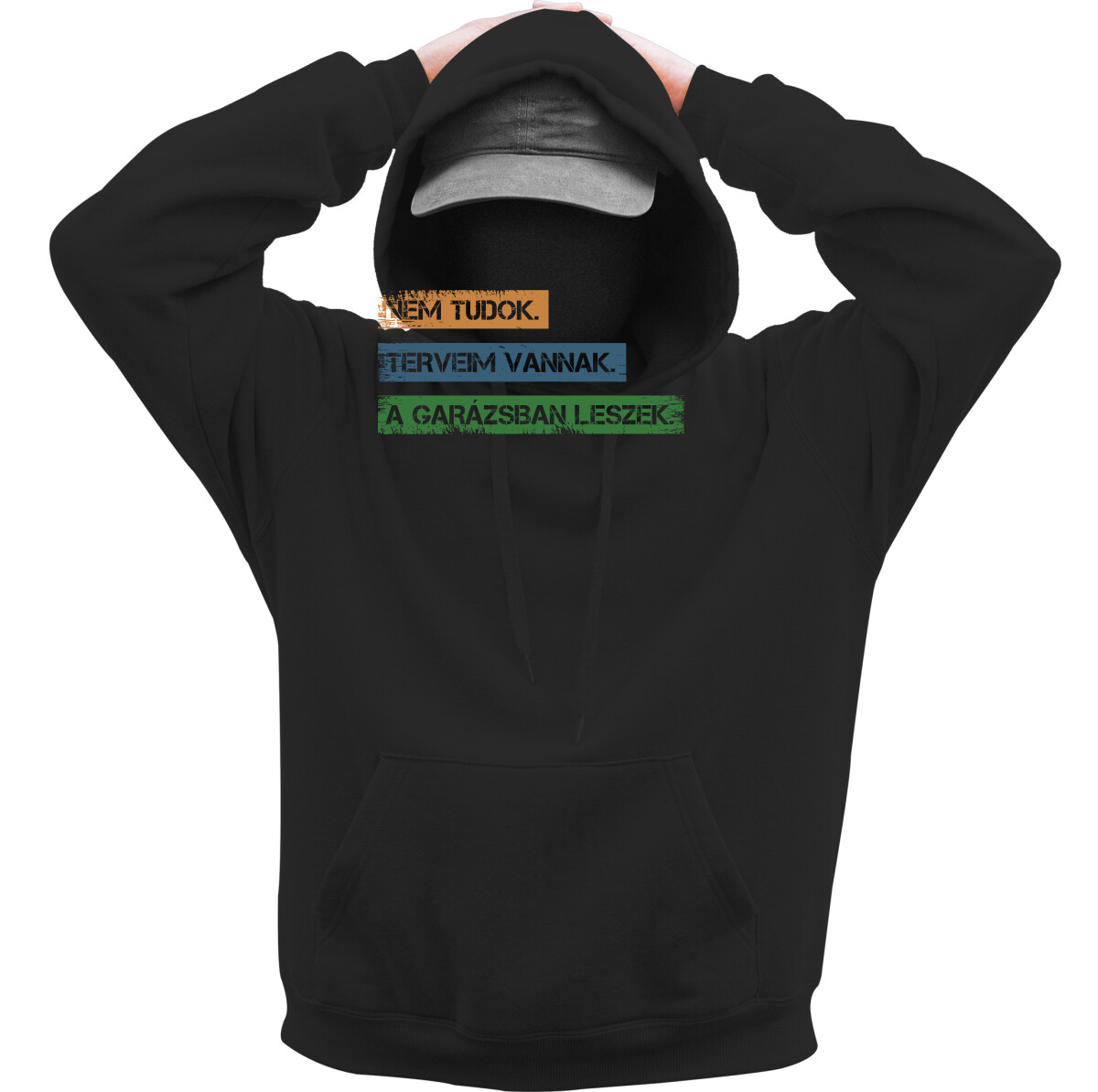 Kapucnis belebújós pulóver