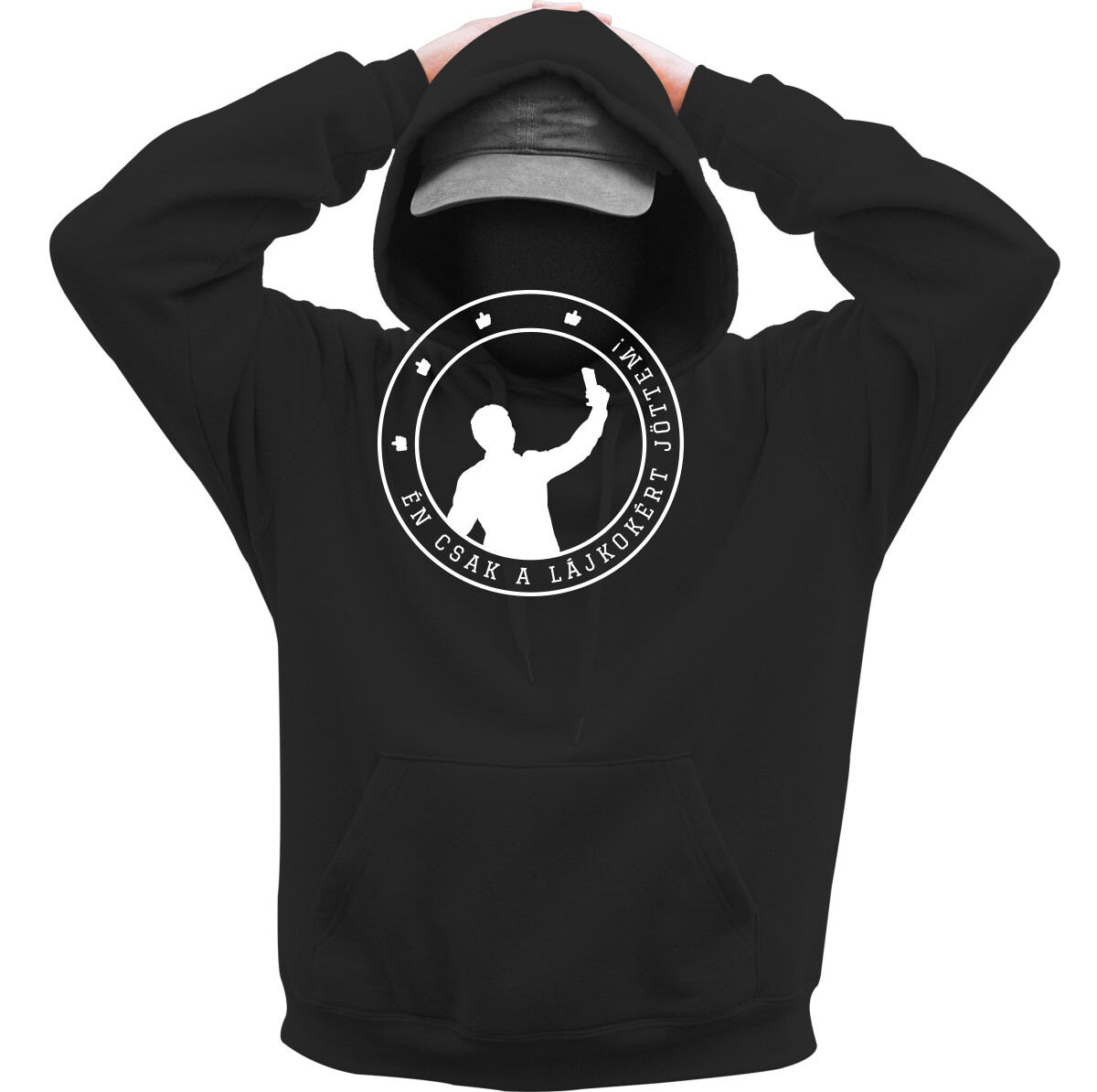 Kapucnis belebújós pulóver