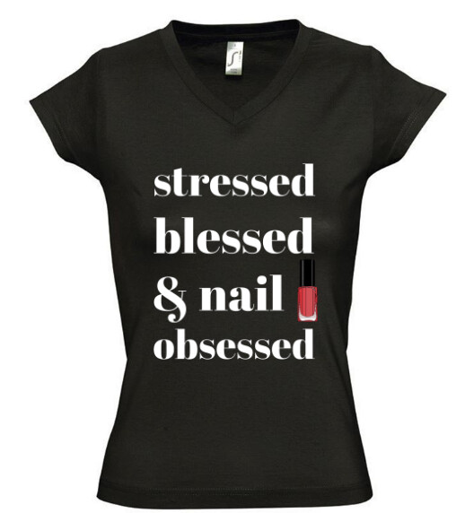 Női V nyakú póló