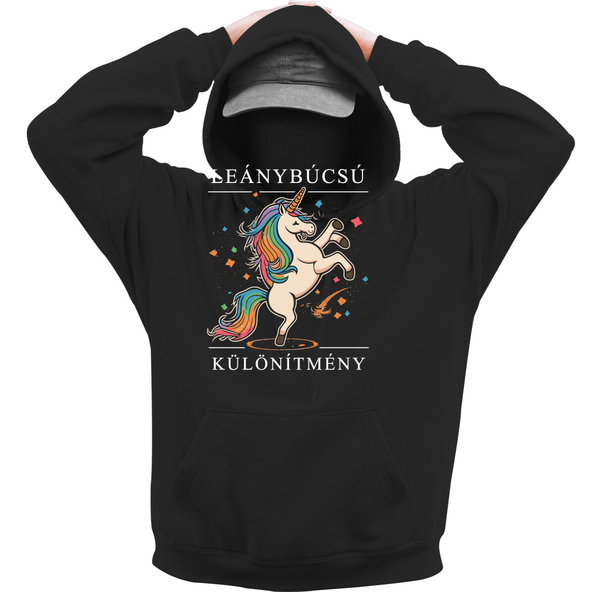 Kapucnis belebújós pulóver