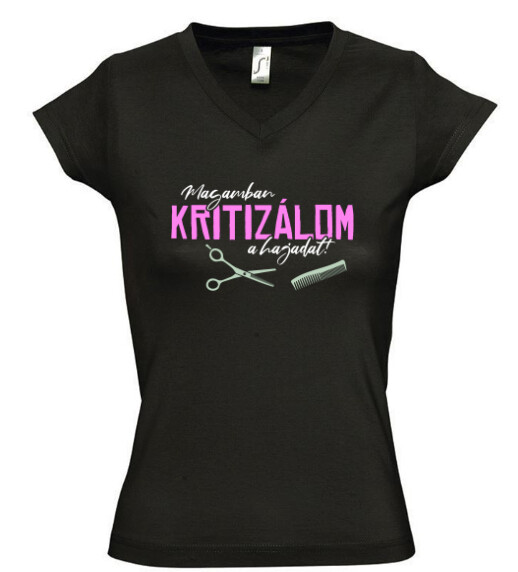 Női V nyakú póló