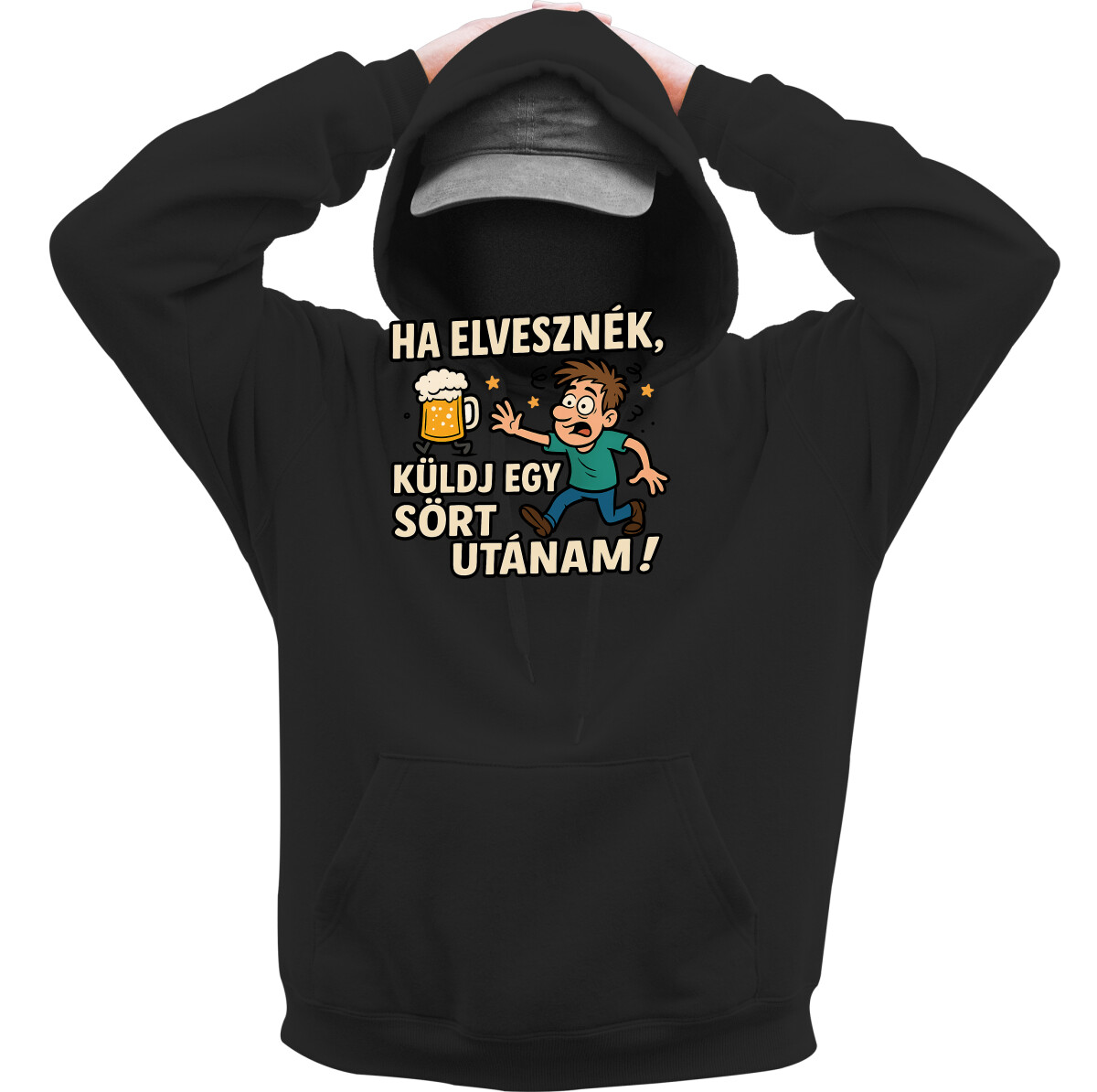 Kapucnis belebújós pulóver