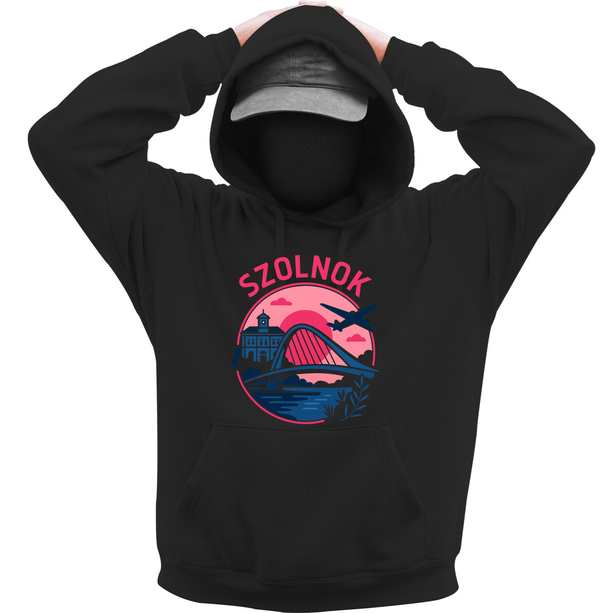 Kapucnis belebújós pulóver