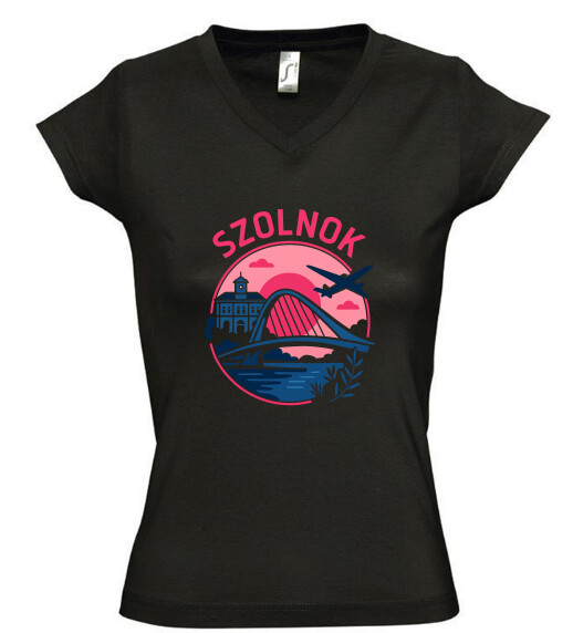 Női V nyakú póló