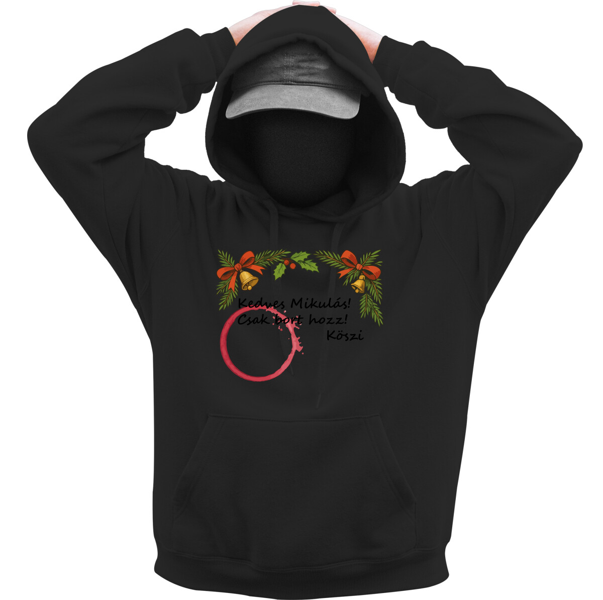 Kapucnis belebújós pulóver