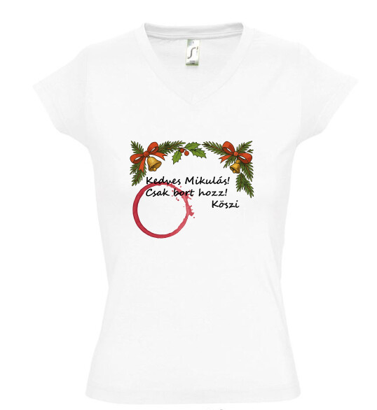 Női V nyakú póló