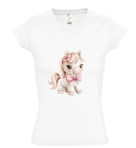 Női V nyakú póló