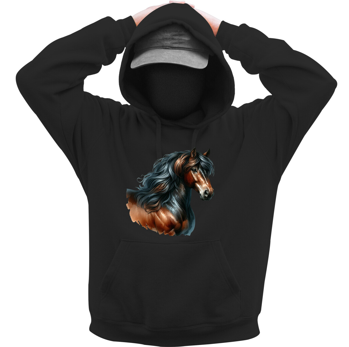 Kapucnis belebújós pulóver