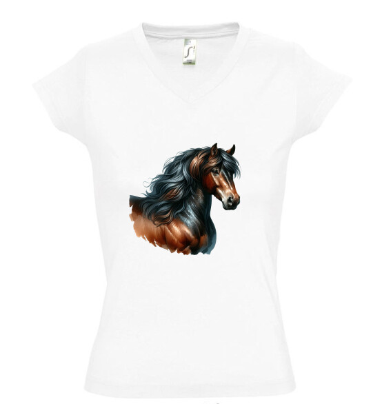 Női V nyakú póló