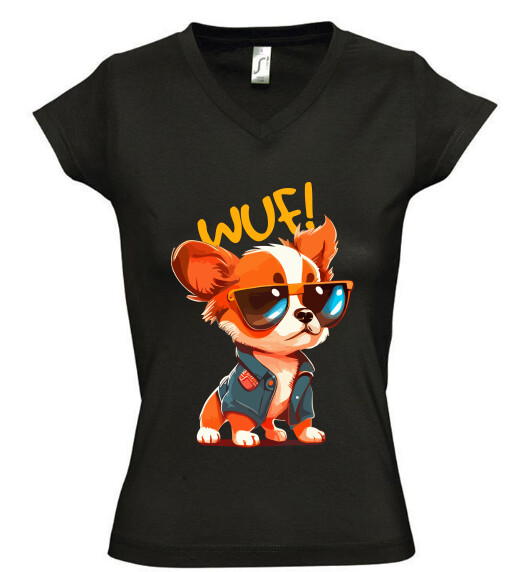 Női V nyakú póló