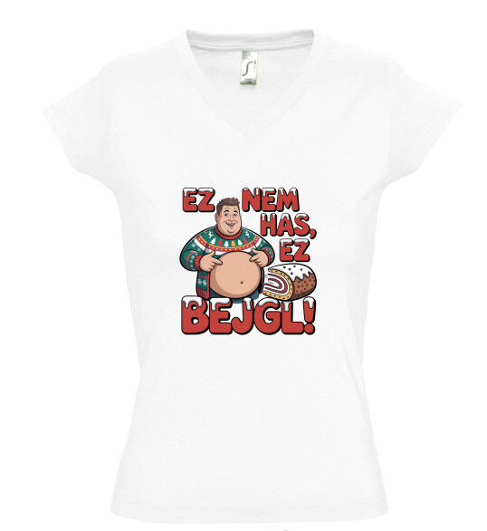 Női V nyakú póló