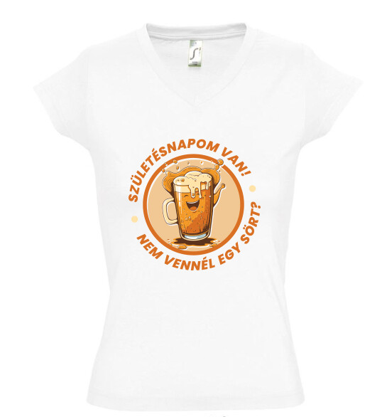 Női V nyakú póló