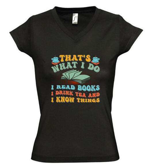 Női V nyakú póló