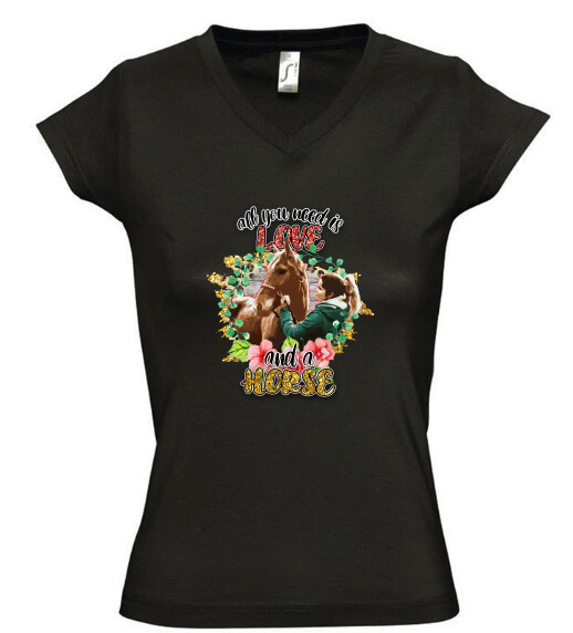 Női V nyakú póló