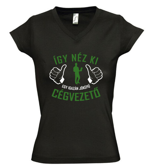 Női V nyakú póló