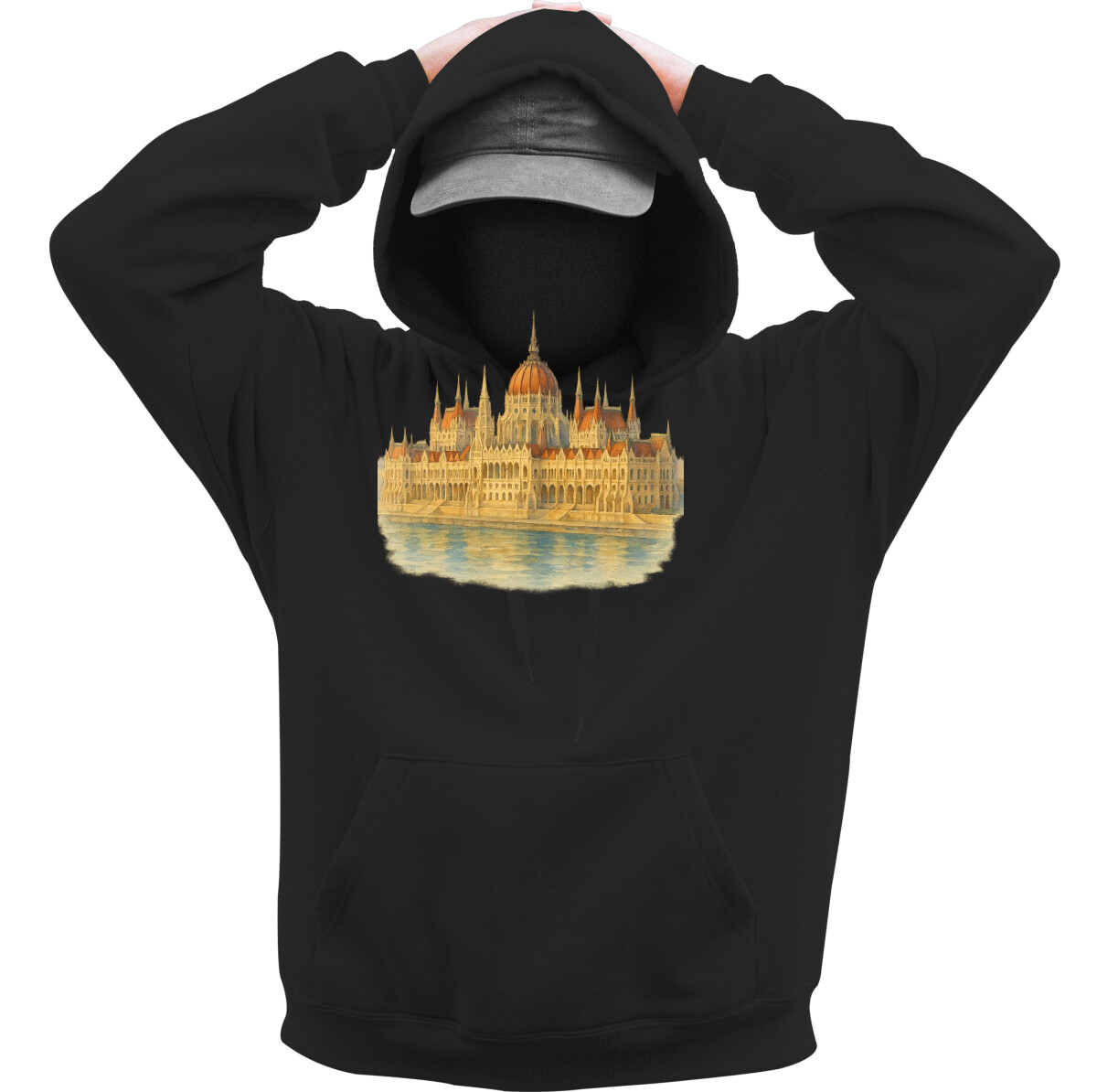 Kapucnis belebújós pulóver