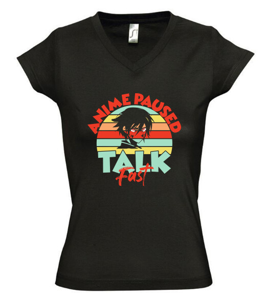 Női V nyakú póló