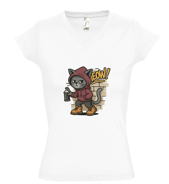 Női V nyakú póló