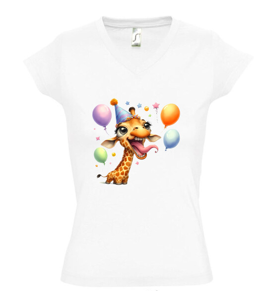 Női V nyakú póló