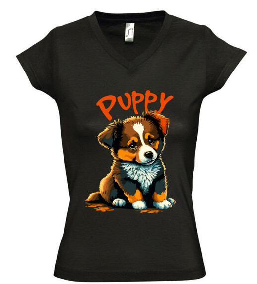 Női V nyakú póló