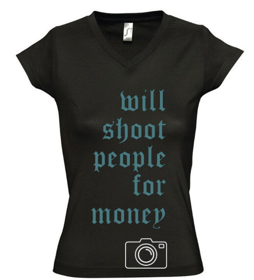 Női V nyakú póló