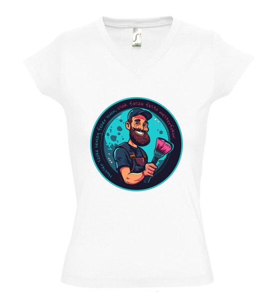 Női V nyakú póló