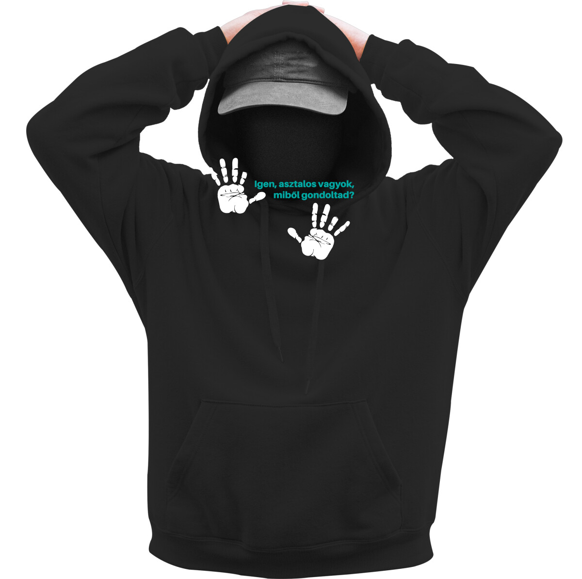 Kapucnis belebújós pulóver