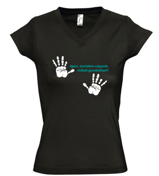 Női V nyakú póló