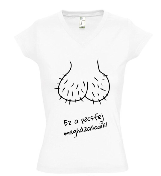 Női V nyakú póló