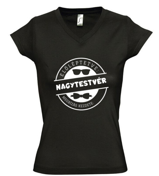 Női V nyakú póló