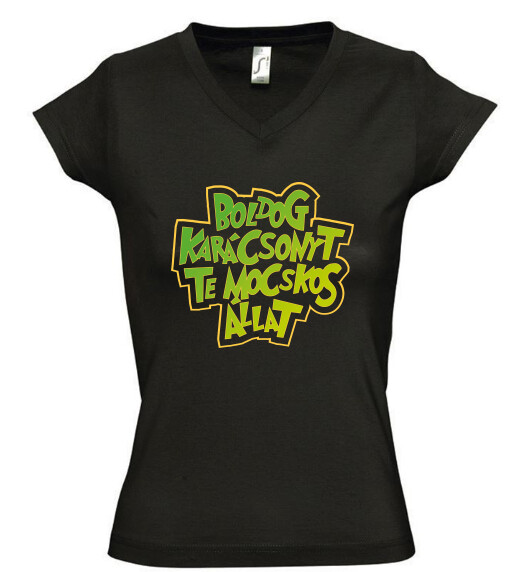 Női V nyakú póló